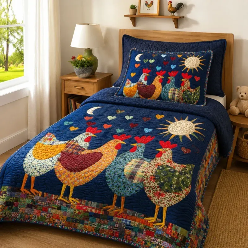 Playful Peep Bamboo Quilt Bedding Set