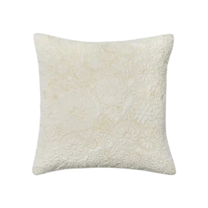 Sferra Siberian Floral ivory decorative pillow with tonal floral embroidery.