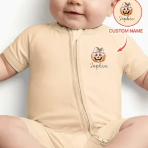 Personalized Name Baby Boo Outfits First Halloween Bamboo Shorty Zippy