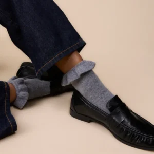 Merino Wool Socks in Charcoal Frilly