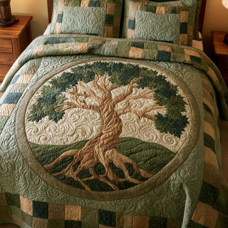 Sacred Life Tree Bamboo Quilt Bedding Set