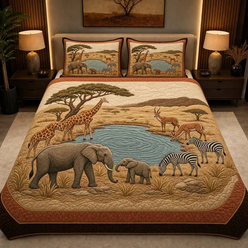 Savannah Watering Bamboo Quilt Bedding Set