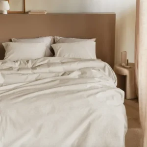 Waffle Sand King Duvet Cover Set with Shams