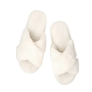 Bella Sleep & Spa Plus Ivory Criss-Cross Slippers