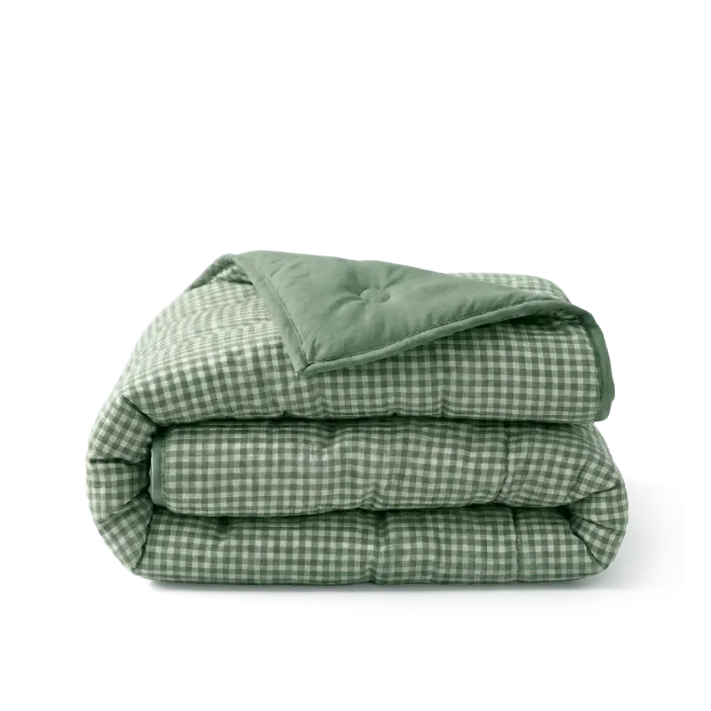 HappyBed dekbed in groene seersucker stof, wasbaar en geschikt voor alle seizoenen