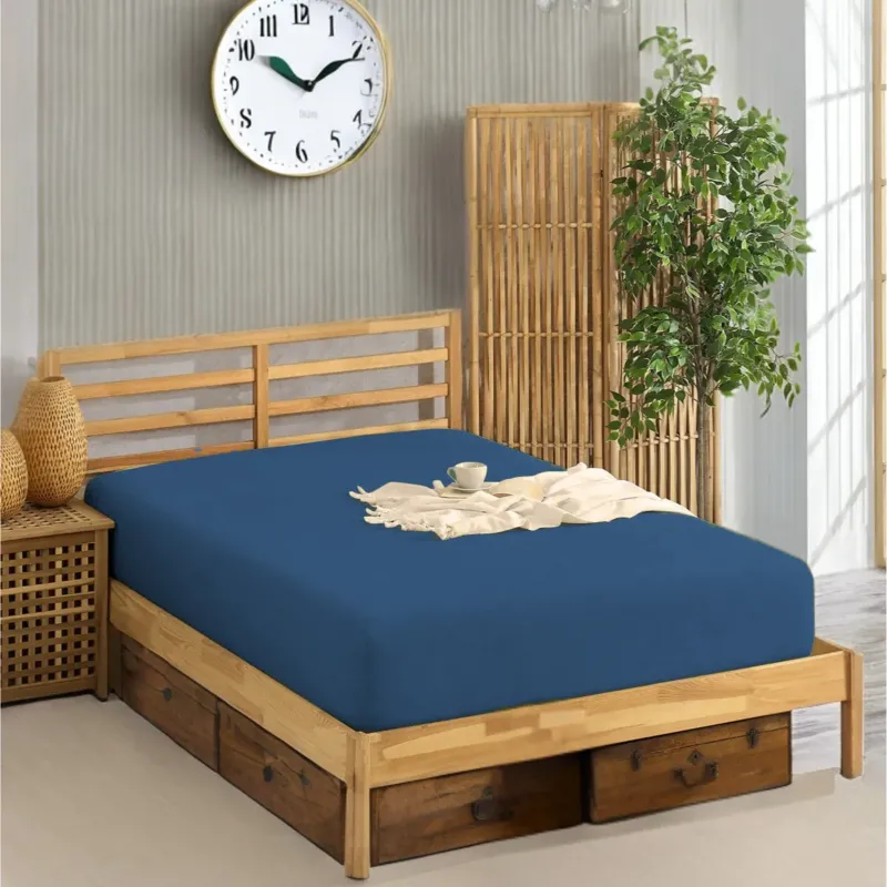 HELDENA Spannbettlaken Blau aus 100% Baumwolle