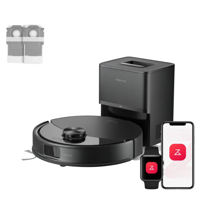 Roborock Q10 S5+ Set schwarzer Saugroboter mit RockDock Plus Station
