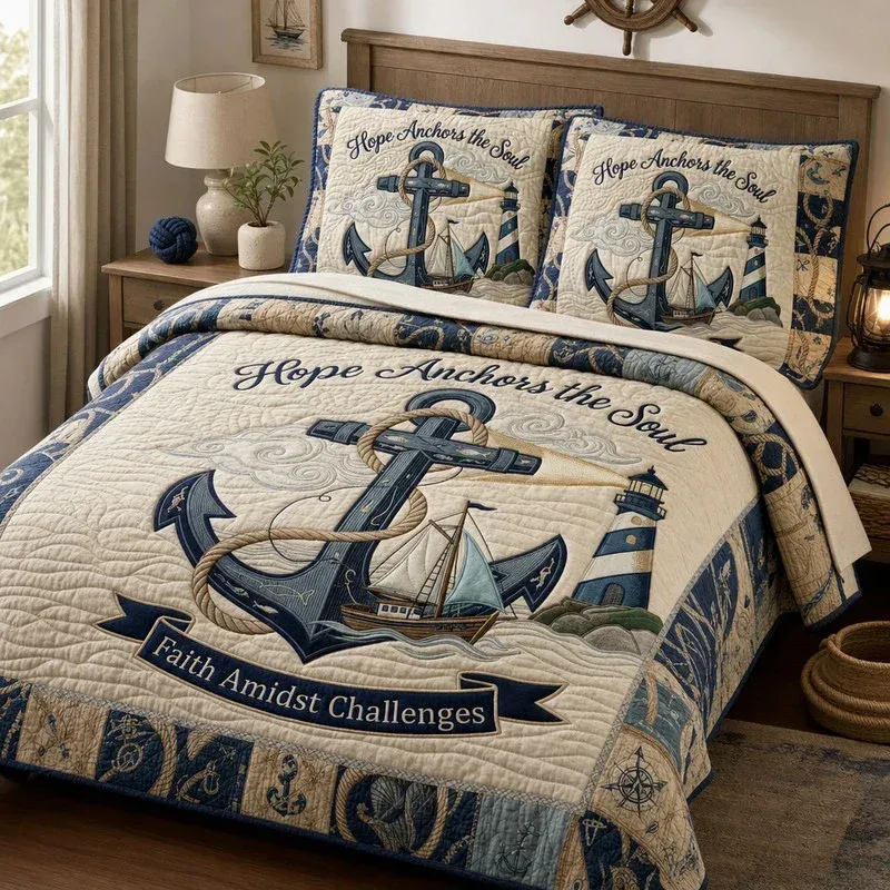Tranquil Shore Beacon Bamboo Quilt Bedding Set
