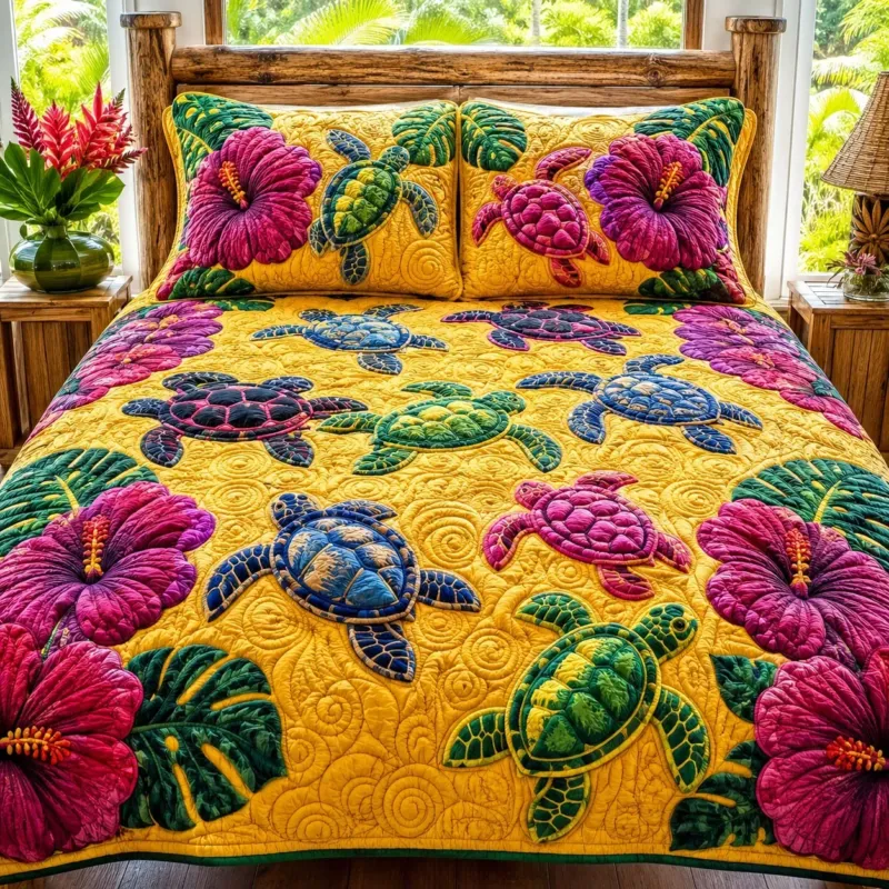 Turtle Cove Bamboo Quilt Bedding Set