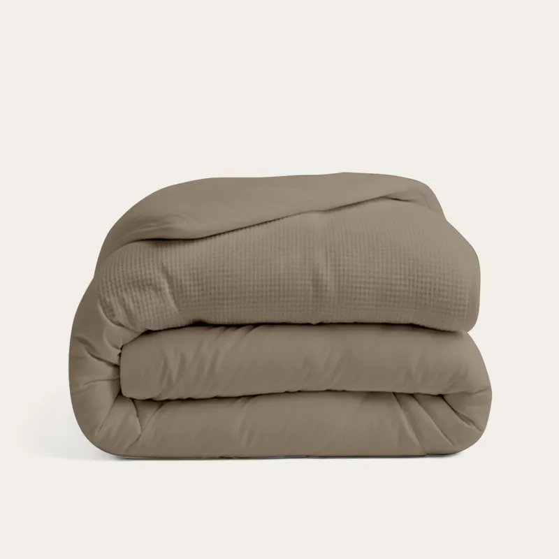 HappyBed dekbed wafel taupe zacht comfortabel voor alle seizoenen