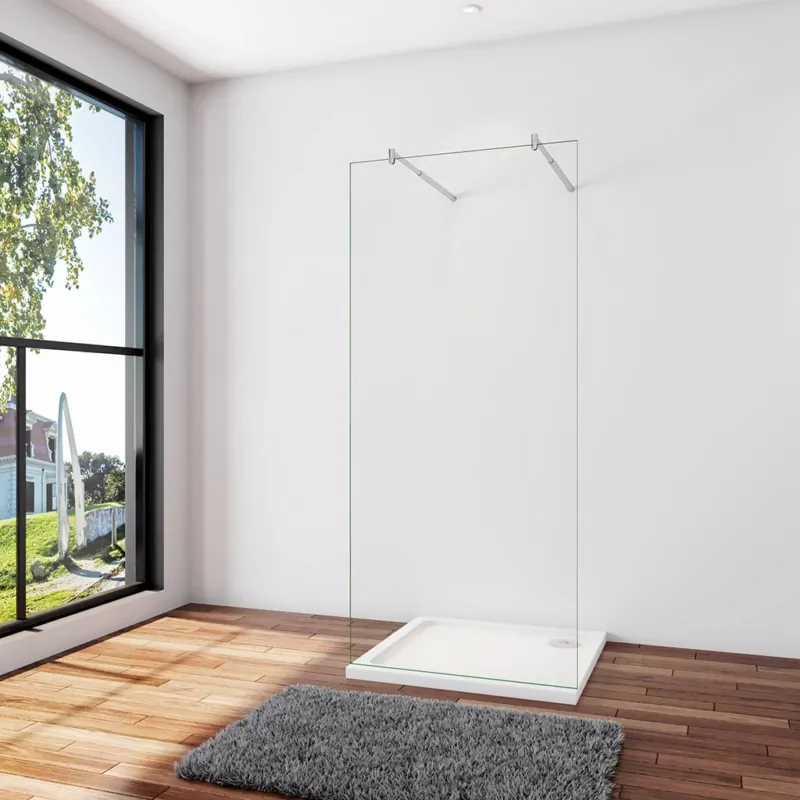 Duschwand Duschabtrennung 117.7 x H.200 cm 10mm NANO Glas Stabistange 70-120cm Duschhaus