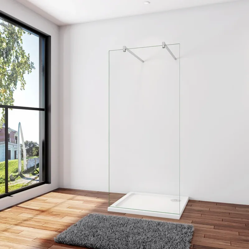 Duschwand Duschabtrennung 27.7 x H.200 cm 10mm NANO Glas Stabistange 140 cm Duschhaus
