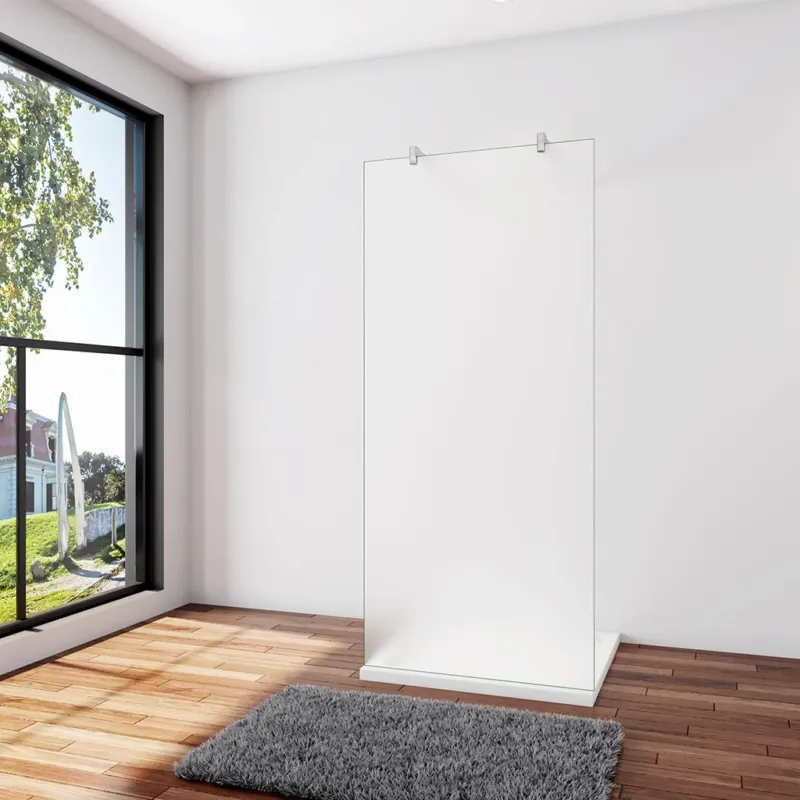 Duschwand Duschabtrennung 67.7 x H.200 cm 10mm Glas mit Glasschutzfolie Stabistange 140 cm Duschhaus