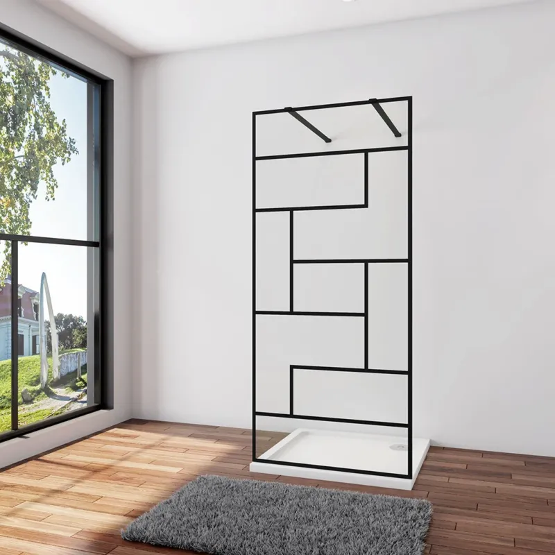 Duschkabine Duschwand 67.7 x H.200 cm 8mm NANO Glas Stabistange 90 cm Duschhaus