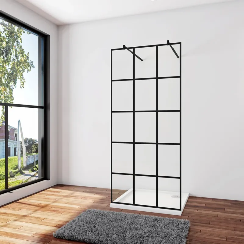 Walk In Duschwand Dusche 77.7 x H.200 cm 8mm NANO Glas Stabistange 70-120cm Duschhaus