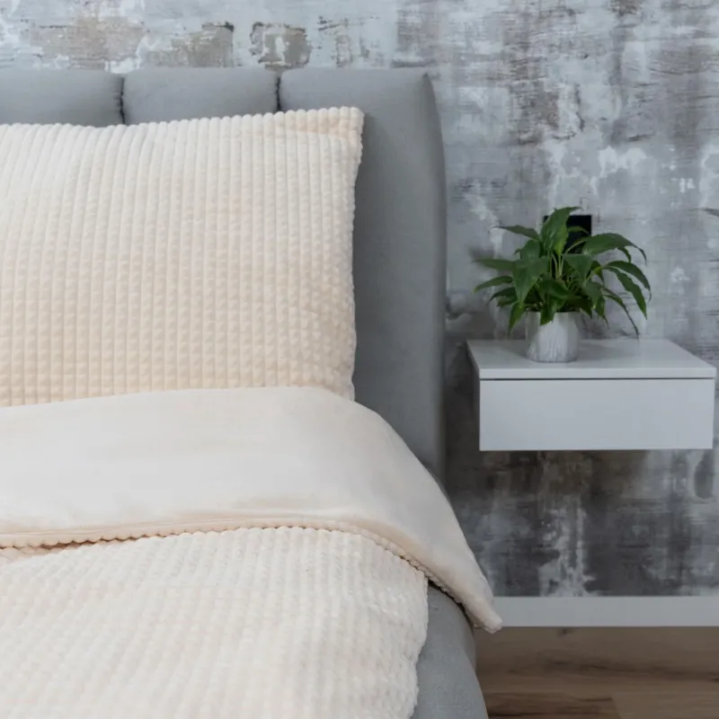 One Home Winter Bettwäsche Karo Cord Optik Teddy Plüsch Nicki Warme Fleece Cashmere Touch