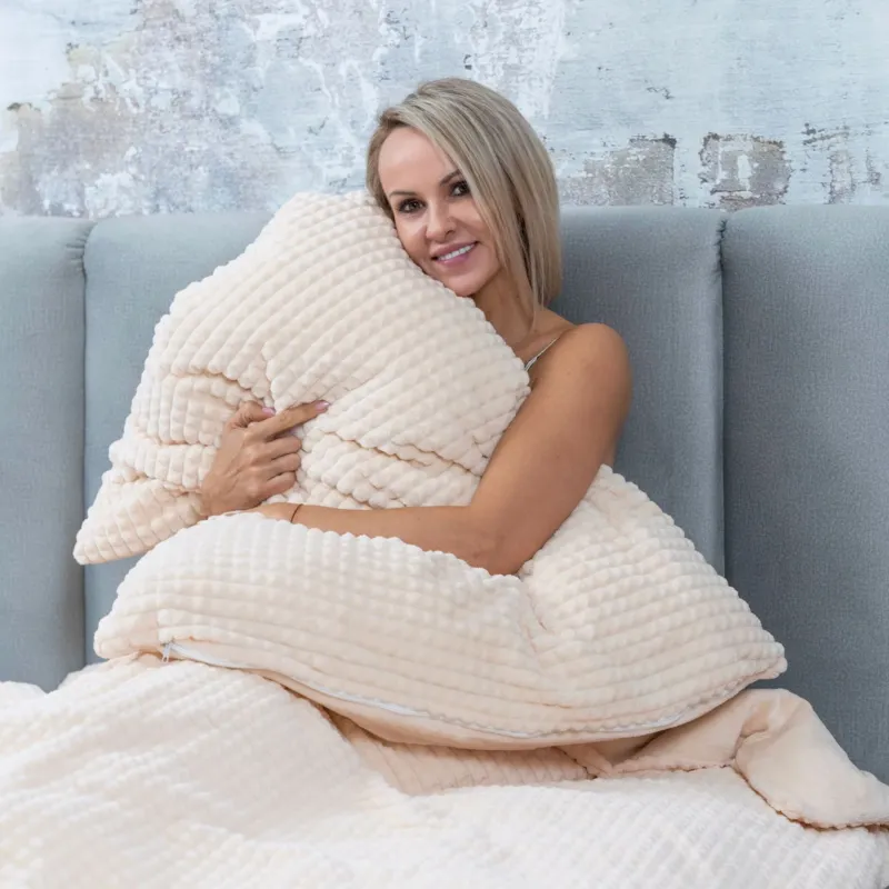 One Home Winter Bettwäsche Karo Cord Optik Teddy Plüsch Nicki Warme Fleece Cashmere Touch