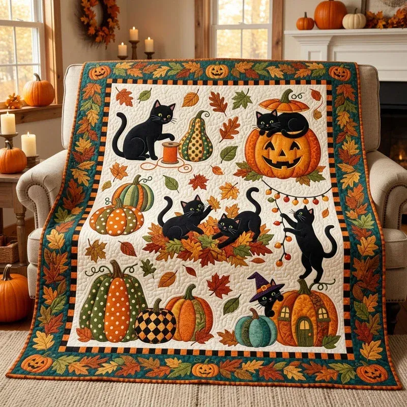 Wizard Kitten Hearth Bamboo Quilt Blanket
