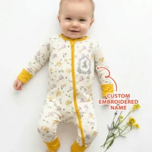 Custom Embroidered Name Floral Bamboo Convertible Zippy