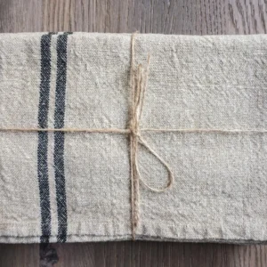 Vintage Linen Tea Towels - Black Tea Set of 2