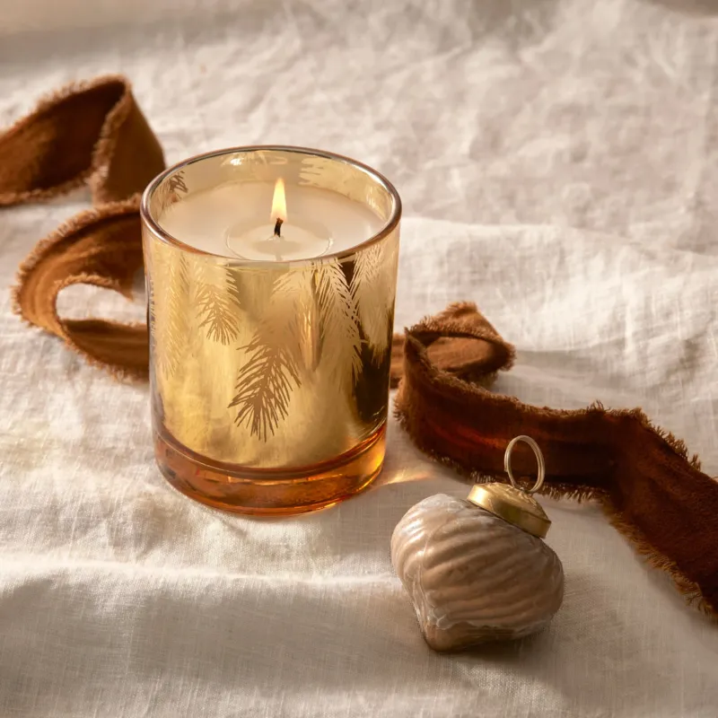 Thymes Frasier Fir Gilded Gold Poured Aromatic Candle 6.4oz