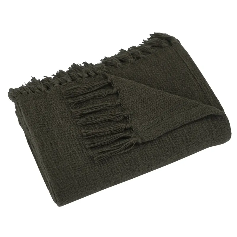 Chalamet Cotton Throw Blanket Olive 70"x50"