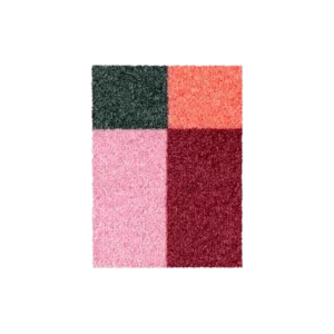 Dark green, orange, pink and burgundy check pattern doormat sample swatch