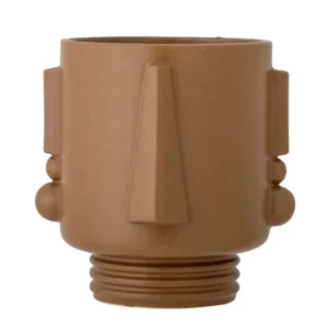 Blumentopf Kairo – Steingutdesign mit Gesichtsdetail in Braun