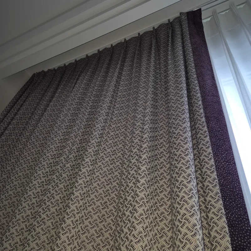 Luxus Vorhänge Gardinen Set 215x347 Hotel Atlantic Hamburg Lila Violett Beige Gemustert