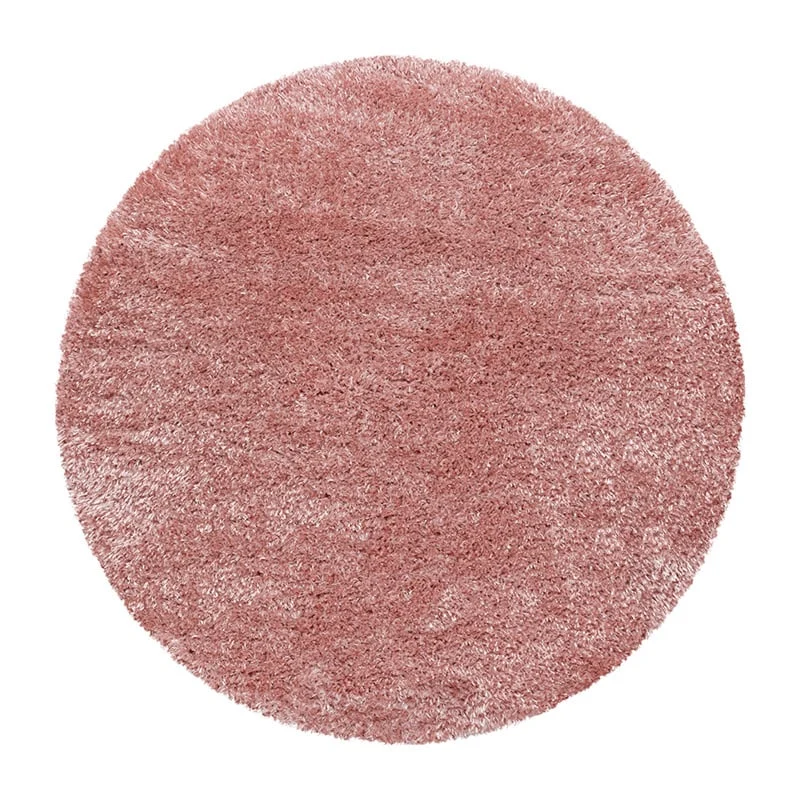 Round High-Pile Floor Rug - Blushy Pink