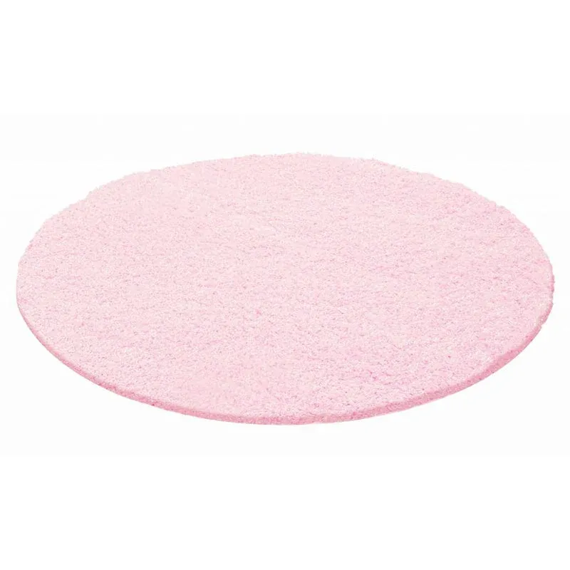 Round High-Pile Floor Rug - Life Pink