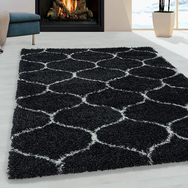 Berber Floor Rug - Agadir Circle Anthracite/Cream