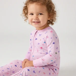 Pink Ocean Parade Bamboo Convertible Zipper Romper