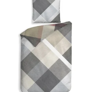 Heckett&Lane GOTS Twill Wende Bettwäsche Travis mit Rauten Beige 135x200 cm + 80x80 cm
