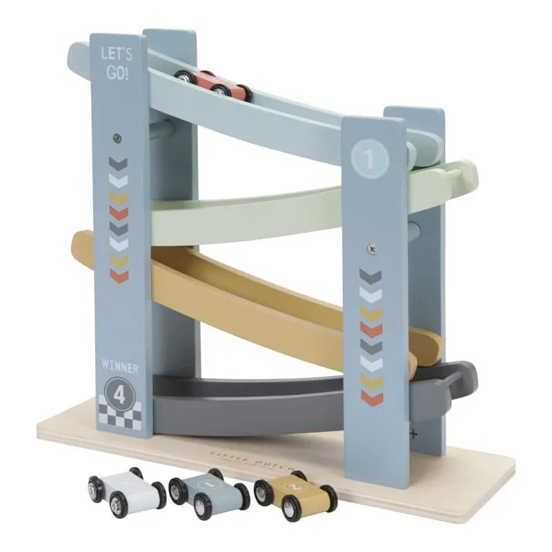 LITTLE DUTCH - Circuit en Bois - Rampe de Course Voiture - Bleu