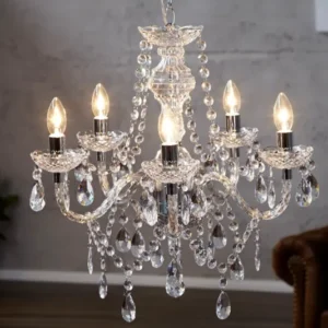 Eleganter Kronleuchter CRYSTAL 55cm klar Acryl 5-armig Lüster