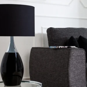 CARLA Moderne Tischlampe 60cm mit Leinenschirm