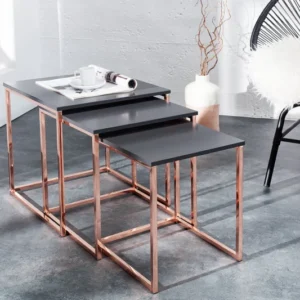 ELEMENTS Design Beistelltisch 3er Set 40cm anthrazit kupfer