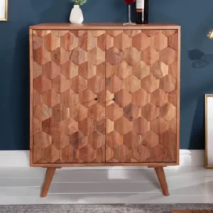 MYSTIC LIVING Massiver Barschrank 76cm Akazie 3D Oberfläche Massivholz