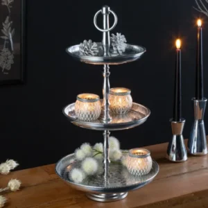 Design Etagere ORIENT im Wild Hammerschlag mit drei Etagen