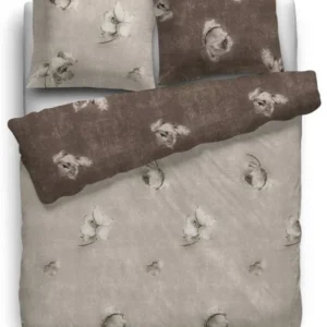 HnL Velvet Touch Baumwolle Bettwäsche Blüten Braun Beige Arvika 135x200 cm + 80x80 cm