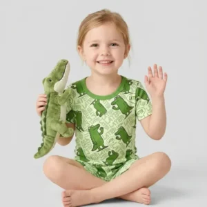 See you later, alligator! Bamboo Two Piece Short Sleeve Shorts Pajama Set