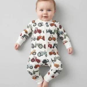 Tiny Tractors Bamboo Convertible Zippered Romper