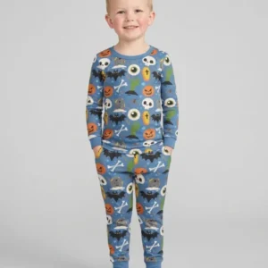 Little Monsters Bamboo Two Piece Long Sleeve Pajama Set For Halloween