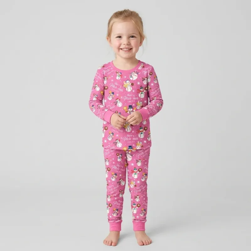 Custom Baseball Christmas Bamboo Two Piece Long Sleeve Pajama Set