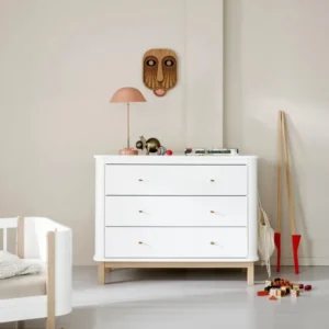 OLIVER FURNITURE - Commode 3 Tiroirs Oliver Furniture - Blanc/chêne - Nouveauté