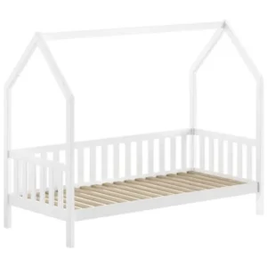 VIPACK - Lit CABANE Avec Grille 90 X 200 cm Blanc