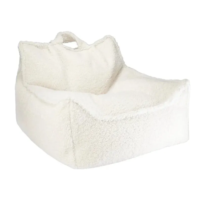 WIGIWAMA - Fauteuil Pouf Blanc Crème Molletonné